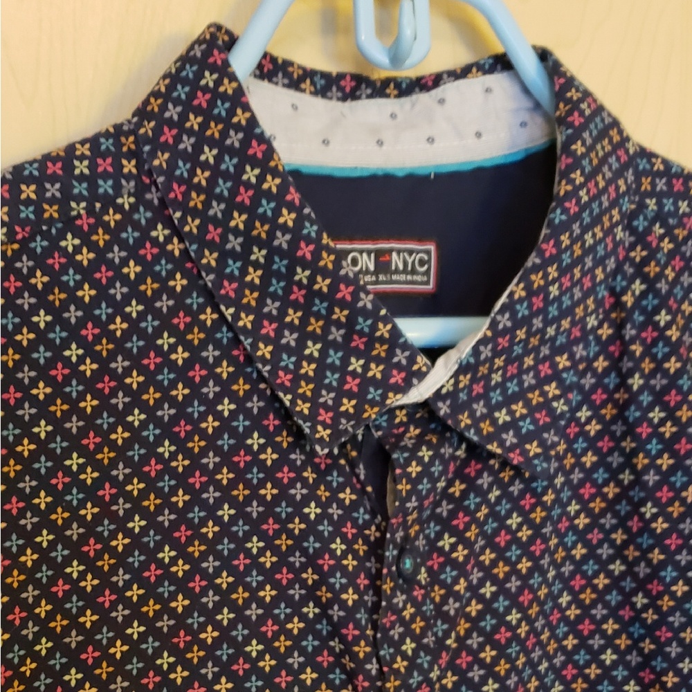 Patterned short sleeve button down
